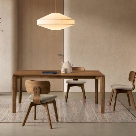 Table rectangulaire huit places en MDF et bois écologique, plusieurs finitions - Enea Viadurini
