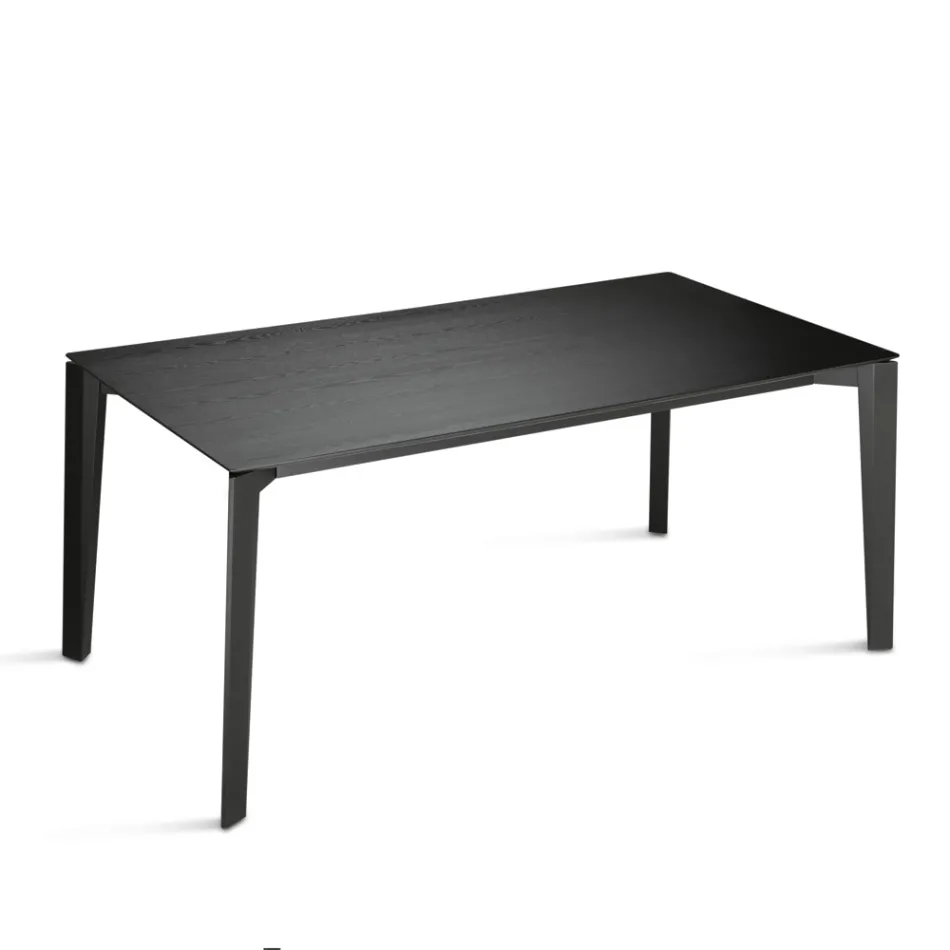 Table rectangulaire huit places en MDF et bois écologiques, plusieurs finitions - Enea Viadurini