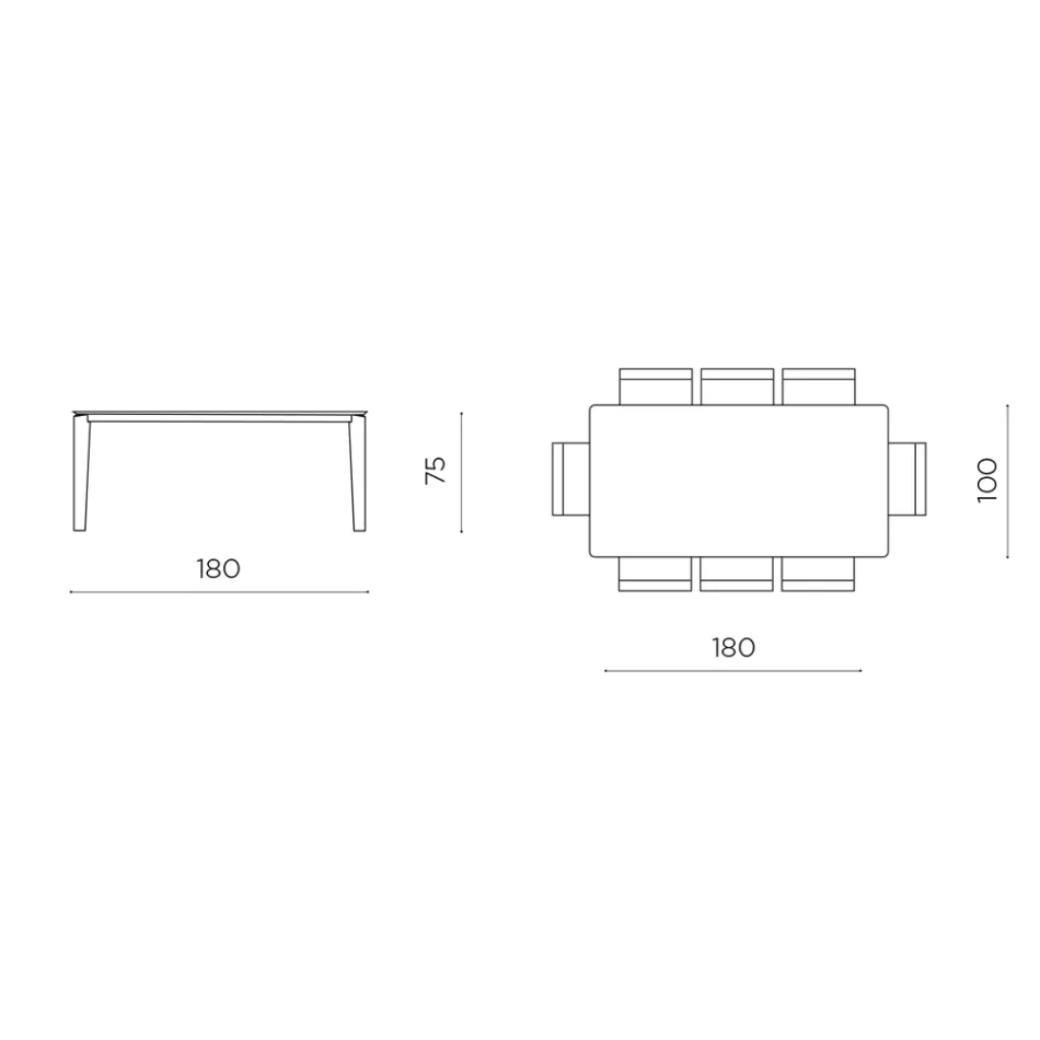 Table rectangulaire huit places en MDF et bois écologique, plusieurs finitions - Enea Viadurini