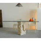 Table rectangulaire en pierre avec plateau en verre design Ascanio Viadurini