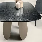 Table rectangulaire en verre martelé argenté, fabriquée en Italie - Almo Viadurini