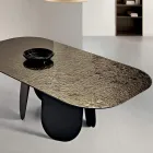 Table rectangulaire en verre argenté martelé au dos, fabriquée en Italie - Almo Viadurini