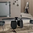 Table rectangulaire en verre martelé argenté, fabriquée en Italie - Almo Viadurini