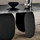Table rectangulaire en verre martelé argenté, fabriquée en Italie - Almo Viadurini