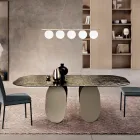 Table rectangulaire en verre martelé argenté, fabriquée en Italie - Almo Viadurini