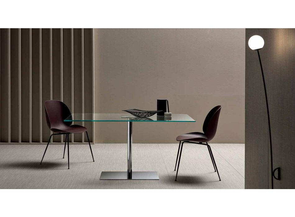 Table rectangulaire moderne en verre fumé ou extralight fabriqué en Italie - Dolce Viadurini