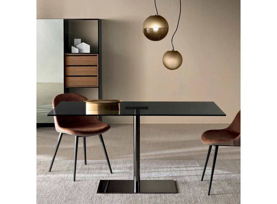 Table rectangulaire moderne en verre fumé ou extralight fabriqué en Italie - Dolce Viadurini