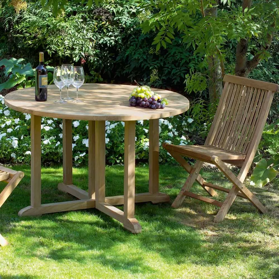Table de jardin pliante en teck - Yggdrasil Viadurini