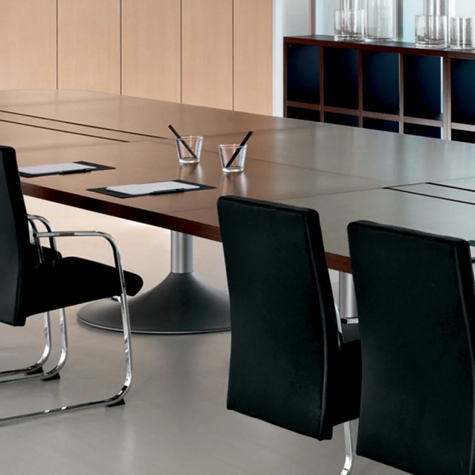 Table de réunion en mélaminé chêne foncé façonné - Gaelle Viadurini