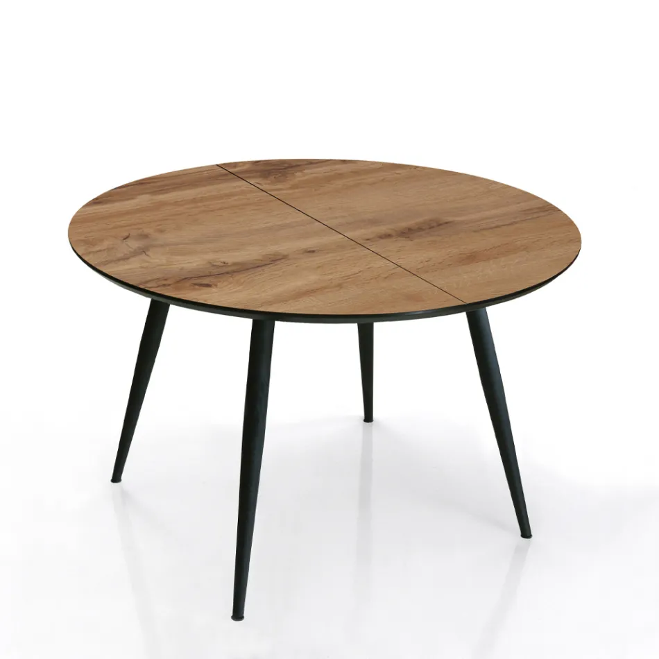 Table ronde extensible jusqu'à 150 cm finition noyer clair - Capone Viadurini