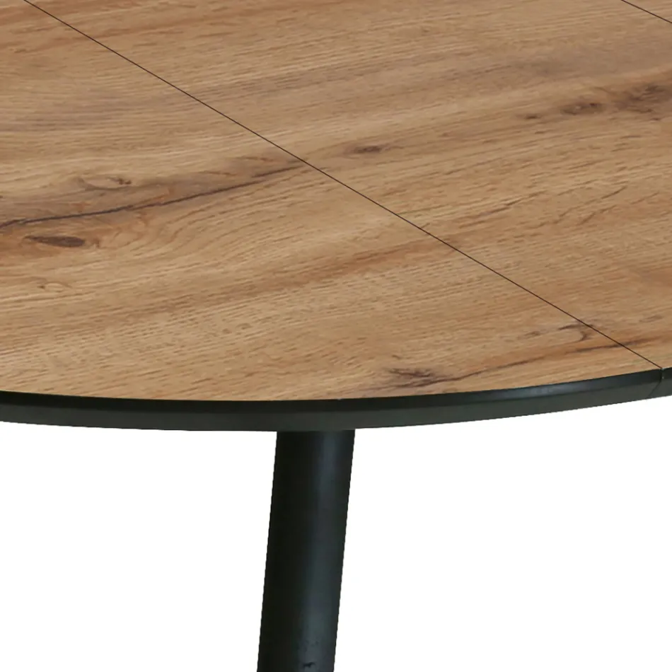 Table ronde extensible jusqu'à 150 cm finition noyer clair - Capone Viadurini