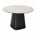 Table ronde extensible jusqu'à 160 cm en céramique fabriquée en Italie - Connubia Hey Gio