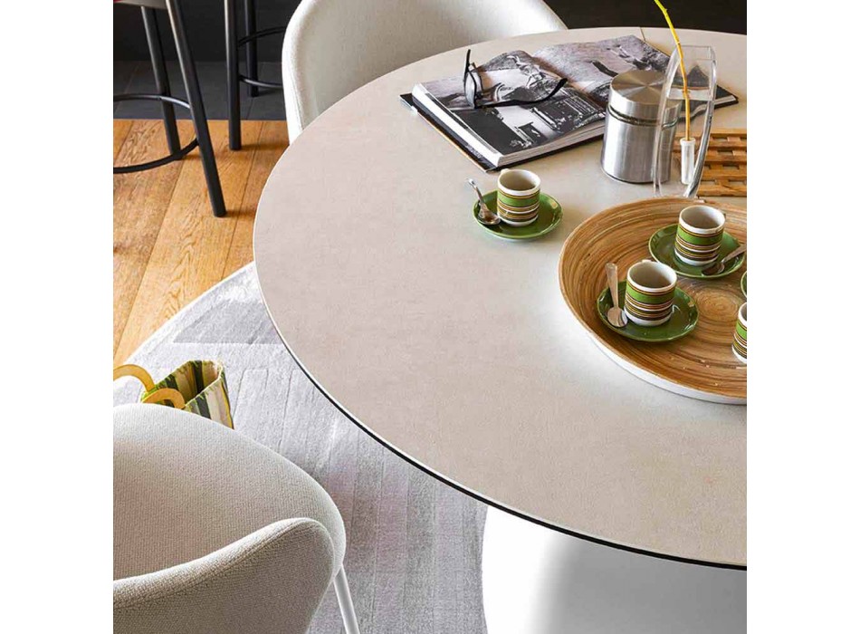 Table ronde extensible jusqu'à 160 cm en céramique fabriquée en Italie - Connubia Hey Gio Viadurini