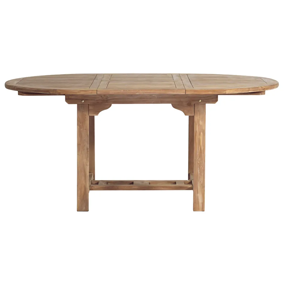 Table d'extérieur ronde extensible jusqu'à 170 cm en teck - Armonia Viadurini
