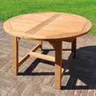 Table d'extérieur ronde extensible jusqu'à 170 cm en teck - Armonia Viadurini