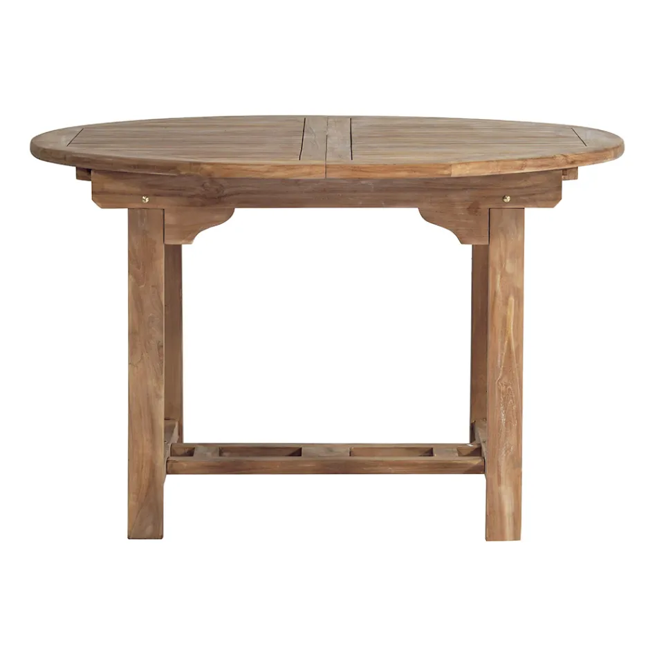 Table d'extérieur ronde extensible jusqu'à 170 cm en teck - Armonia Viadurini