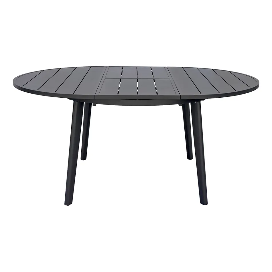 Table ronde extensible en aluminium anthracite, 170 cm - Rivara Viadurini