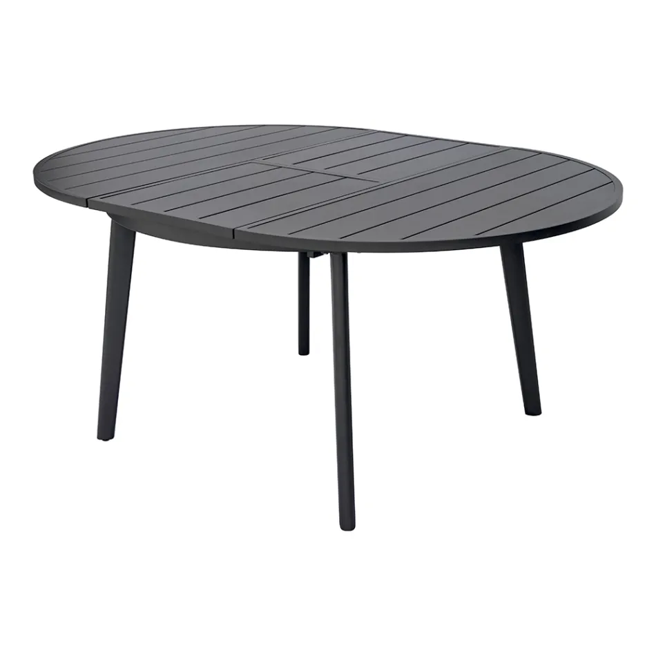Table ronde extensible en aluminium anthracite (170 cm) - Rivara Viadurini