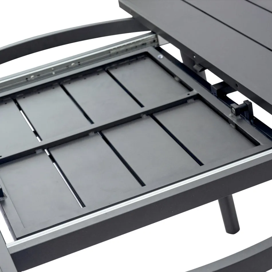 Table ronde extensible en aluminium anthracite (170 cm) - Rivara Viadurini