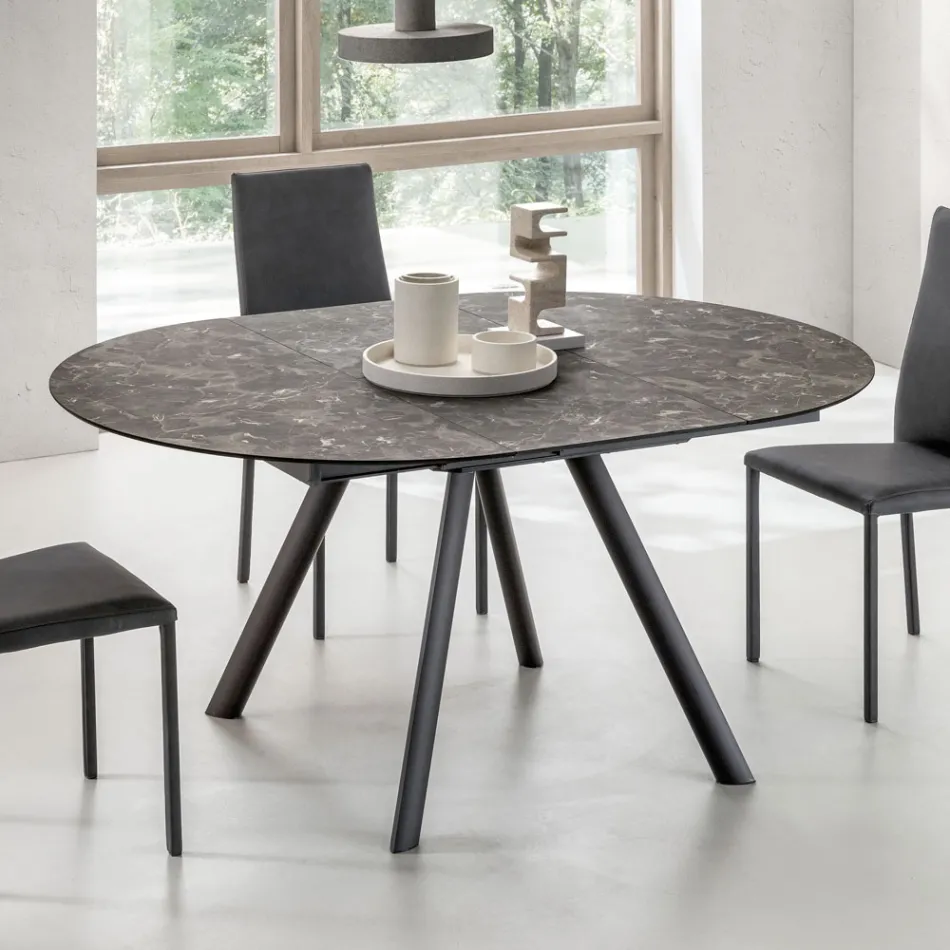 Table ronde extensible jusqu'à 170 cm en stratifié HPL - Convivio Viadurini