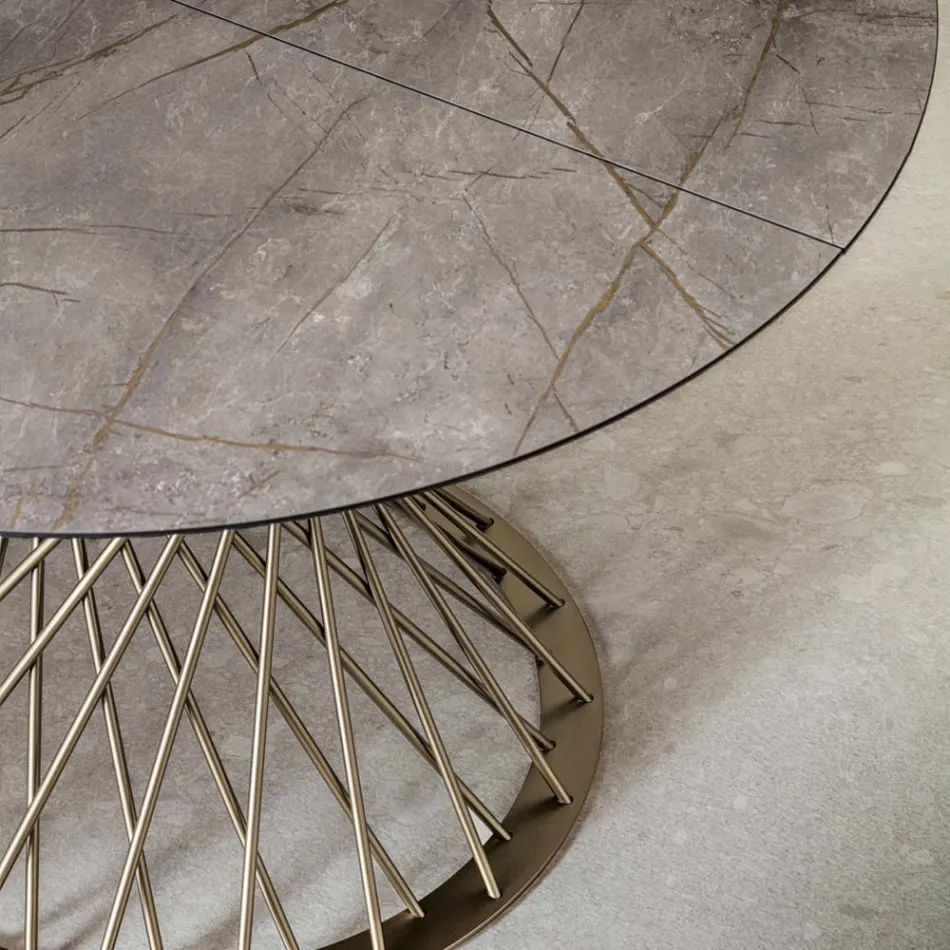 Table ronde extensible jusqu'à 170 cm en métal et HPL - Sorriso Viadurini