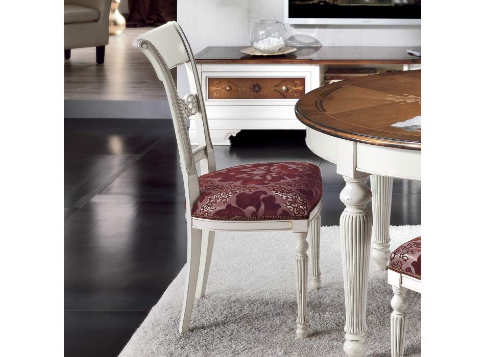 Table ronde extensible avec incrustation et 4 chaises fabriquées en Italie - Alite Viadurini