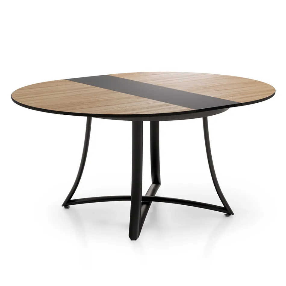 Table ronde extensible avec plateau en MDF recouvert de stratifié - Pouilles Viadurini