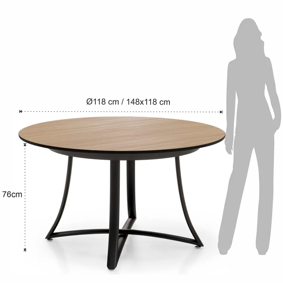 Table ronde extensible avec plateau en MDF recouvert de stratifié - Pouilles Viadurini