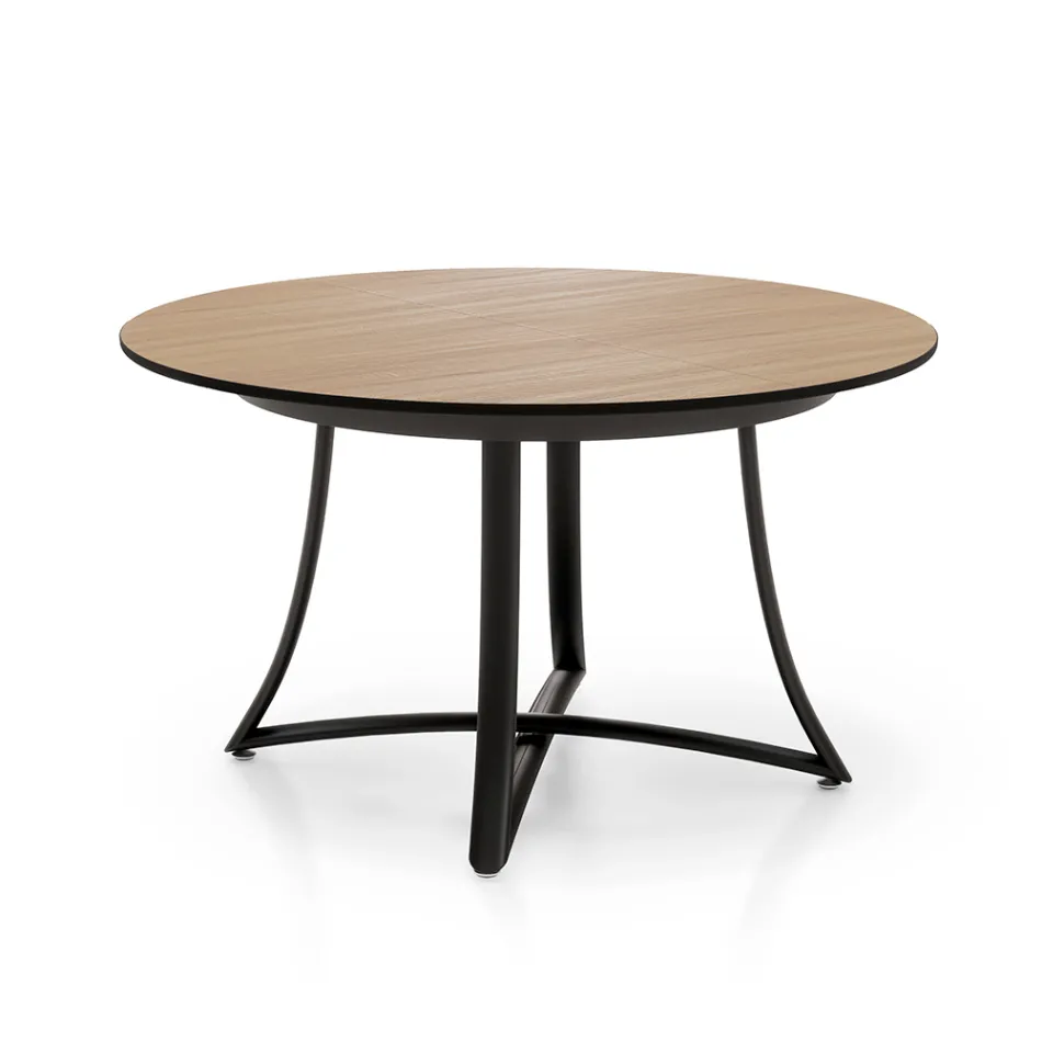 Table ronde extensible avec plateau en MDF recouvert de stratifié - Pouilles Viadurini
