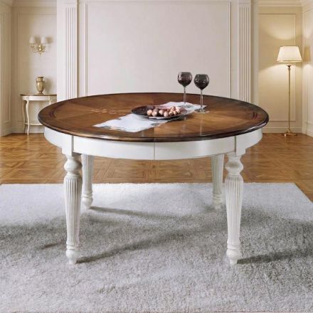 Table ronde extensible jusqu'à 260 cm en bois, fabriquée en Italie - Alite Viadurini
