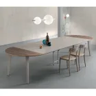 Table ronde extensible en placage de noyer Canaletto - Tonico Viadurini