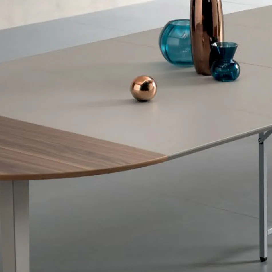 Table ronde extensible en placage de noyer Canaletto - Tonico Viadurini