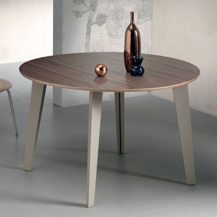 Table ronde extensible en placage de noyer Canaletto - Tonico Viadurini