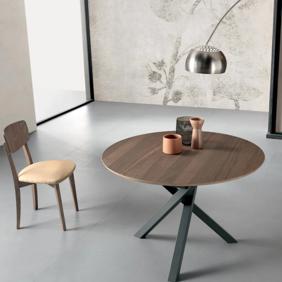 Table ronde extensible en placage bois - Tonico Viadurini