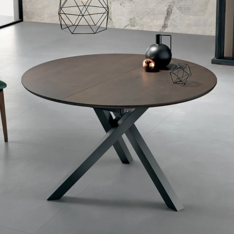 Table ronde extensible en placage bois - Tonico Viadurini