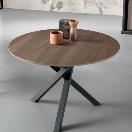 Table ronde extensible en placage bois - Tonico Viadurini