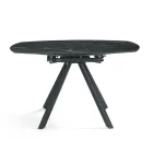 Table ronde extensible en pierre frittée effet marbre - Portique Viadurini