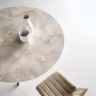 Table ronde extensible en pierre frittée effet marbre - Portique Viadurini