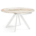Table ronde extensible en pierre frittée effet marbre - Portique Viadurini