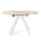 Table ronde extensible en pierre frittée effet marbre - Portique Viadurini