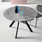 Table ronde extensible en pierre frittée effet marbre - Portique Viadurini
