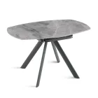 Table ronde extensible en pierre frittée effet marbre - Portique Viadurini