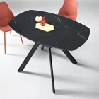 Table ronde extensible en pierre frittée effet marbre - Portique Viadurini