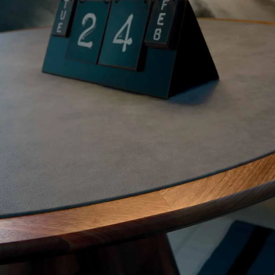 Table ronde avec plateau en noyer naturel massif, Carlo Viadurini