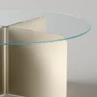 Table Ronde avec Plateau en Verre Extra-Clair et Piètement Champagne - Piacere Viadurini