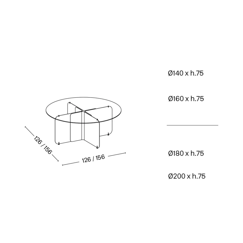 Table Ronde avec Plateau en Verre Extra-Clair et Piètement Champagne - Piacere Viadurini