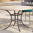 Table d'extérieur ronde avec plateau en travertin Made in Italy - Ecosse Viadurini