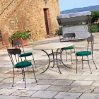 Table d'extérieur ronde avec plateau en travertin Made in Italy - Ecosse Viadurini