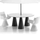 Table ronde d'extérieur et d'intérieur en deux tailles, en stratifié haute pression (HPL), fabriquée en Italie - Velario Viadurini