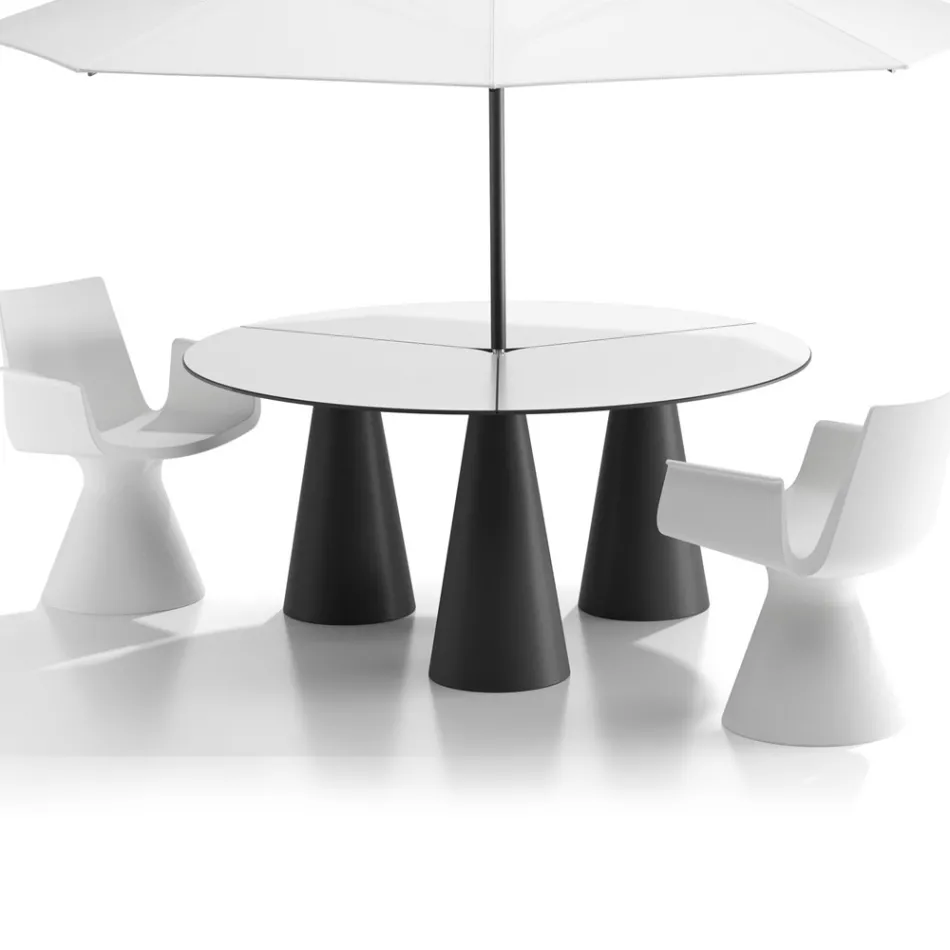 Table ronde d'extérieur et d'intérieur en deux tailles, en stratifié haute pression (HPL), fabriquée en Italie - Velario Viadurini